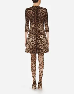 Dolce & Gabbana Double Crepe Mini Dress Leopard Print Size 8 for rent on The Volte - image 3