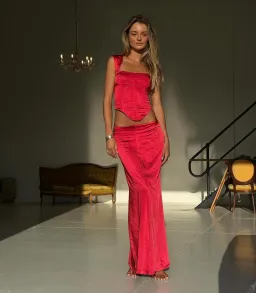 I Am Delilah Valerie Corset and Maxi Skirt Set Red Size XS / AU 6 for rent on The Volte - image 4