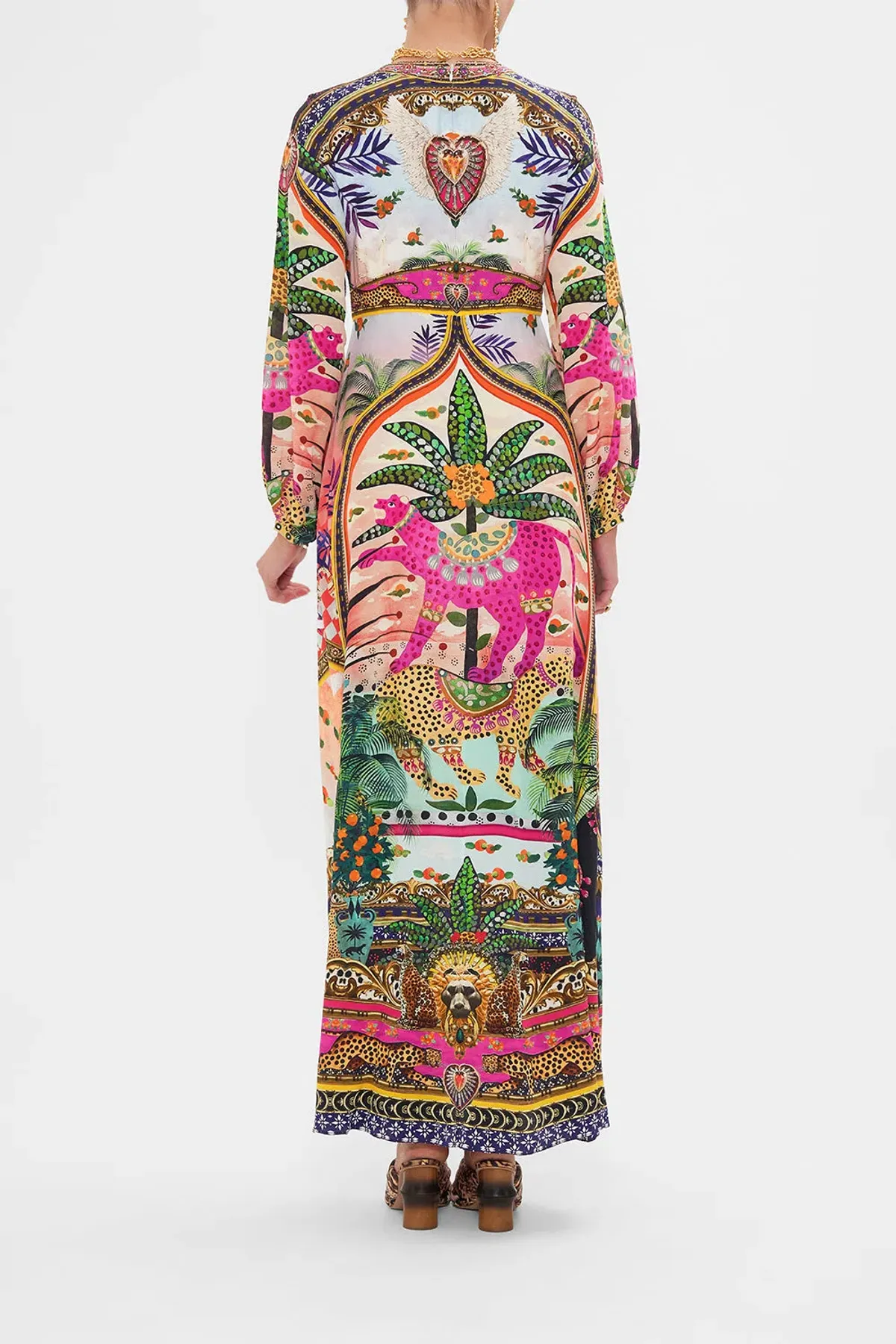 Camilla Alessandros Atlantis Printed Lantern Sleeve Dress Multi Size 14 - Image 3