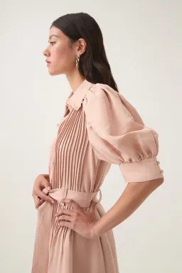 Aje Madeleine Belted Midi Dress Blush Pink Size 4 for rent on The Volte - image 2