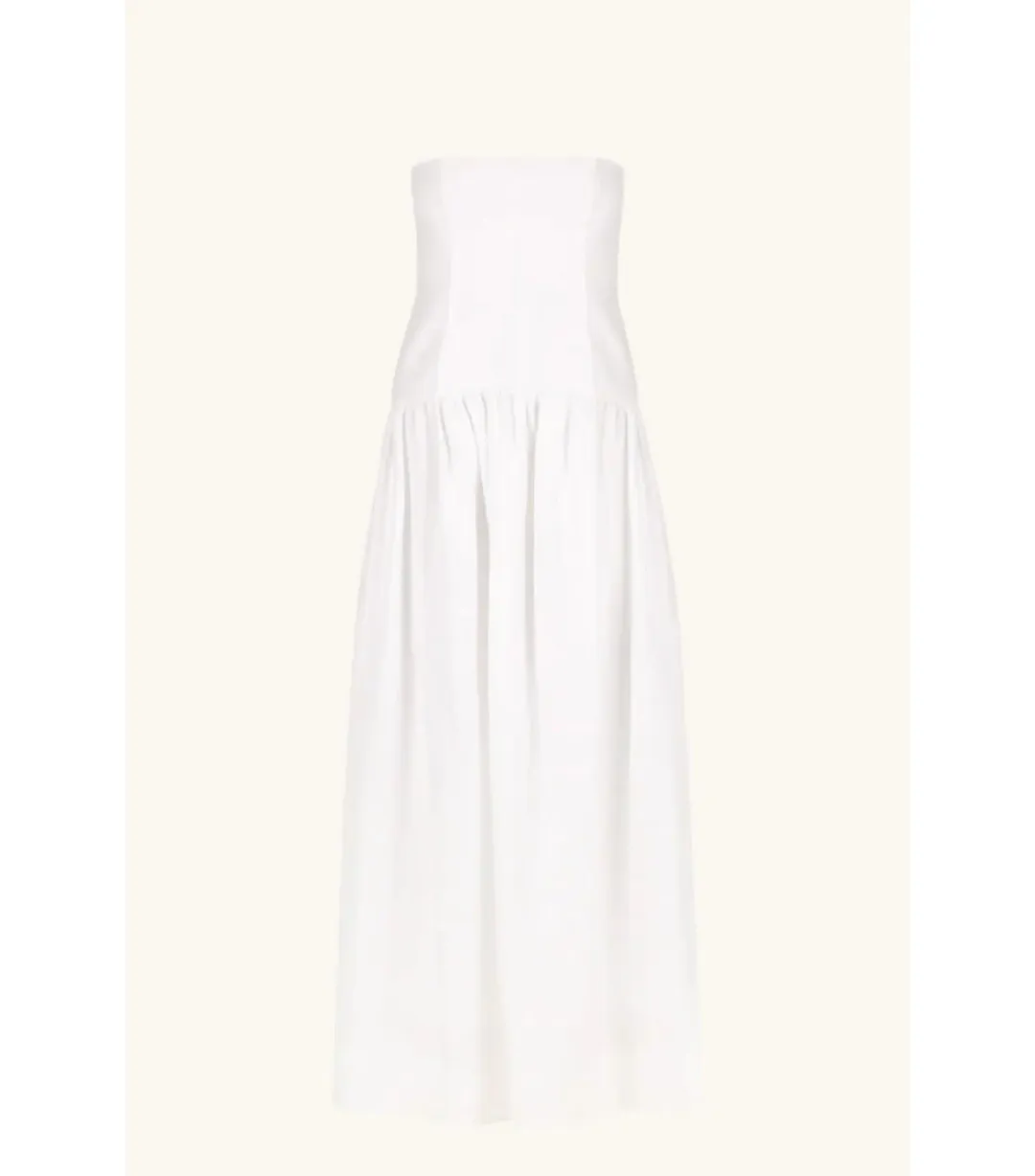 Shona Joy Blanc Linen Strapless Panelled Maxi Dress White Size AU 10 for rent on The Volte - main image