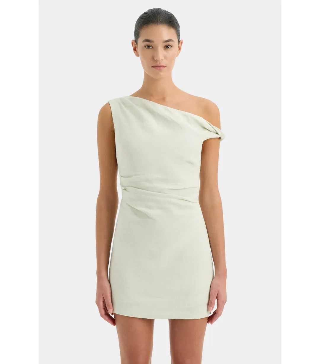 Sir the Label Iris Twist Mini Dress Light Sage Size AU 10 for rent on The Volte - main image
