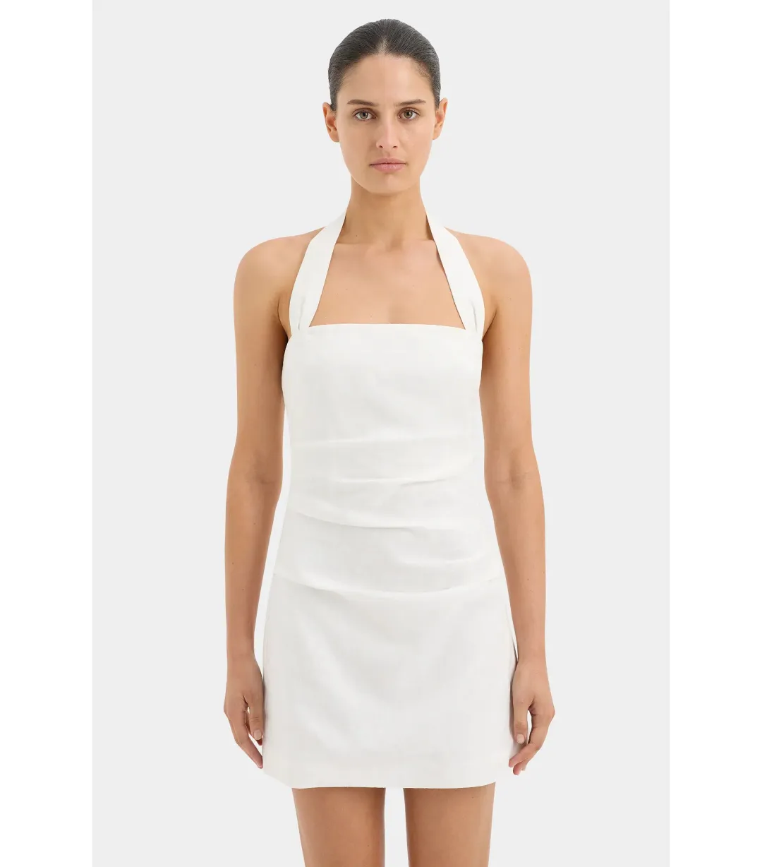 Sir the Label Noemi Halter Mini Dress Ivory Size AU 8 for rent on The Volte - main image