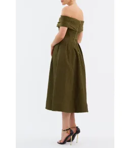 Rebecca Vallance Adalyn Off The Shoulder Midi Dress Green Size AU 12 for rent on The Volte - image 3