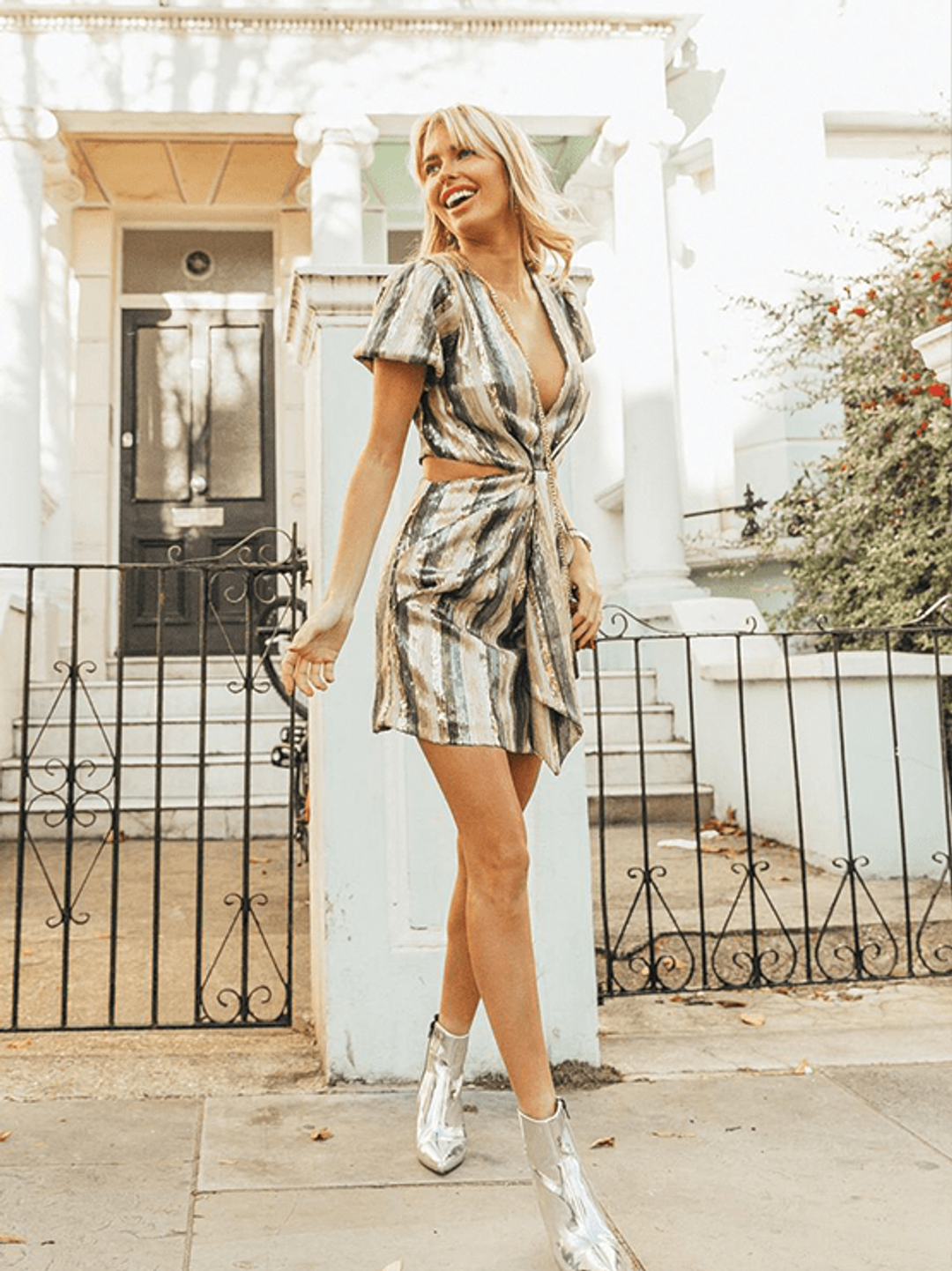 MISHA Lorlea Mini Dress Print Sequin Size 8 for rent on The Volte - main image