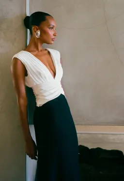 Monique Contrast Maxi Dress - Black MESHKI for rent on The Volte - image 1