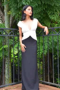 Monique Contrast Maxi Dress - Black MESHKI for rent on The Volte - image 8