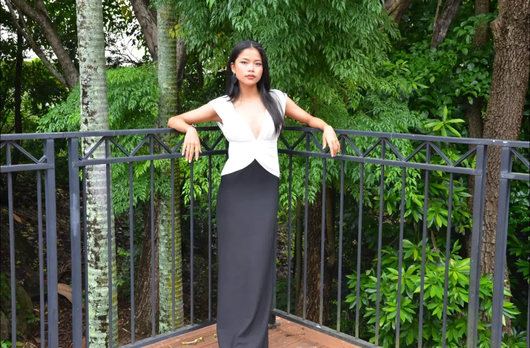 Monique Contrast Maxi Dress - Black MESHKI for rent on The Volte - main image