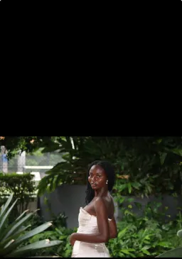 Larissa Satin Maxi Dress With Ruched Petals - Champagne MESHKI for rent on The Volte - image 8