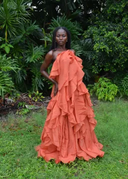 Pandorea Layered Maxi Dress - Coral Clay Aje size 12 for rent on The Volte - image 2