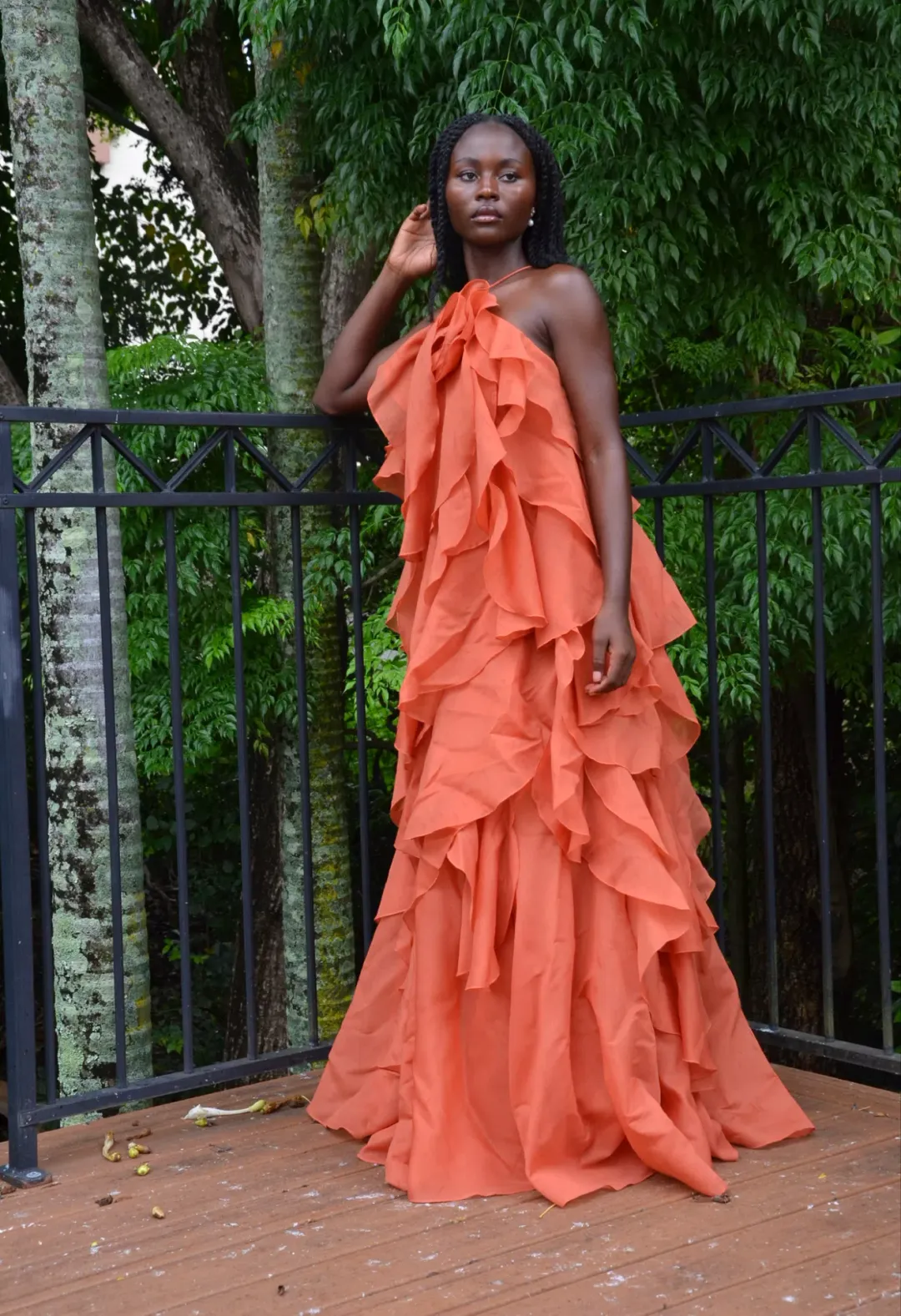Pandorea Layered Maxi Dress - Coral Clay Aje size 12 for rent on The Volte - main image