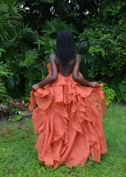 Pandorea Layered Maxi Dress - Coral Clay Aje size 12 for rent on The Volte - image 5