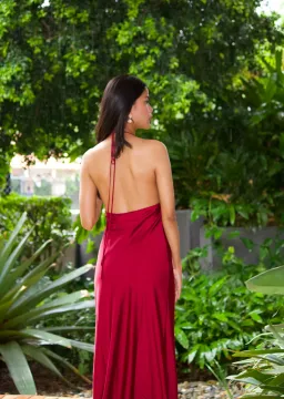 Onarin, Ms. Pleat Maxi Dress - Burgundy Size S for rent on The Volte - image 3