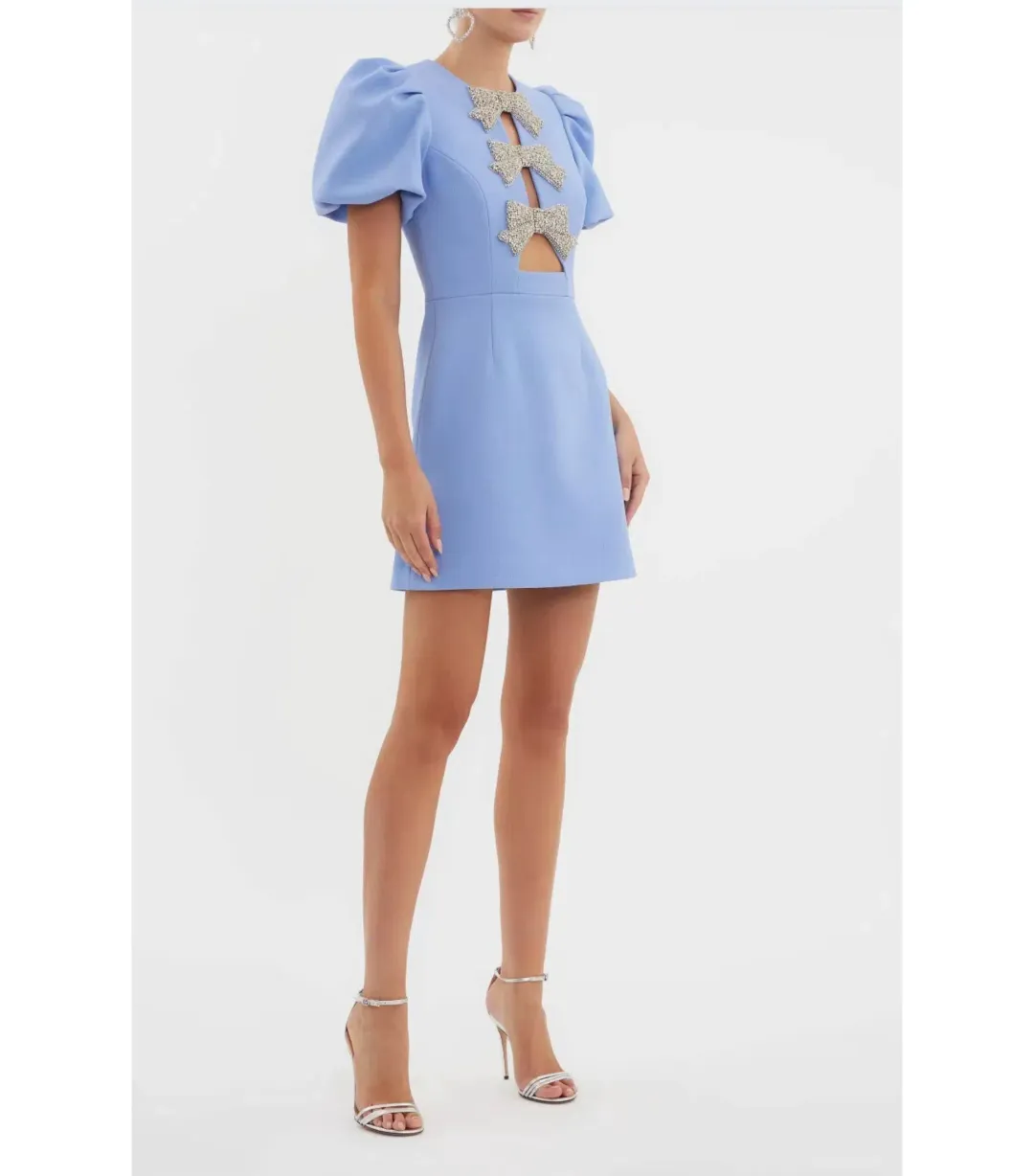 Rebecca Valliance Juliana Puff Sleeve Mini Dress Blue Size AU 12 for rent on The Volte - main image