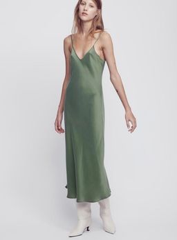 Silk Laundry 90s Silk Slip Dress Khaki Size 8 for rent on The Volte - image 1
