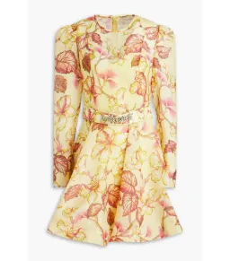 Zimmermann Matchmaker Floral Mini Dress in Yellow Hibiscus Size 0 / AU 8 for rent on The Volte - image 3