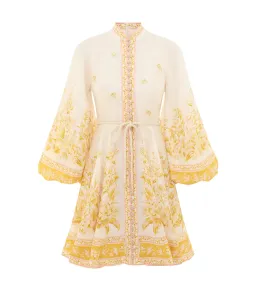 Zimmermann Golden Button Mini Dress In Pink/Gold Floral Size 0 / AU 8 for rent on The Volte - image 4
