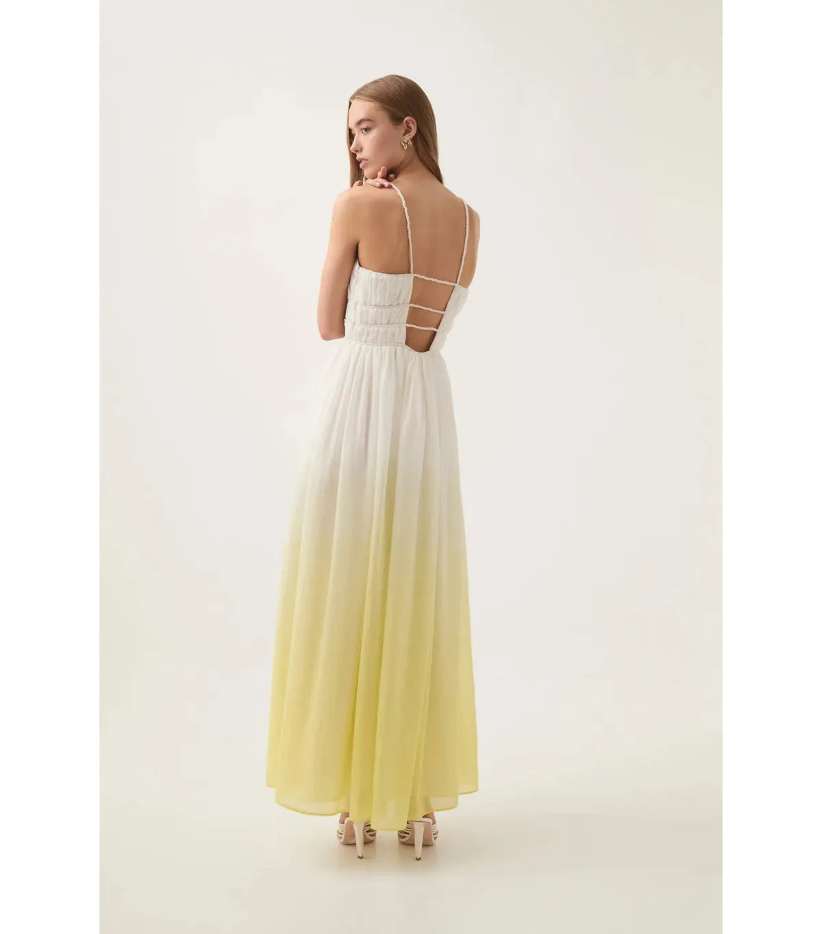 Aje Acapella Ruched Midi Dress Sunrise Ombre Size AU 12 - Image 5