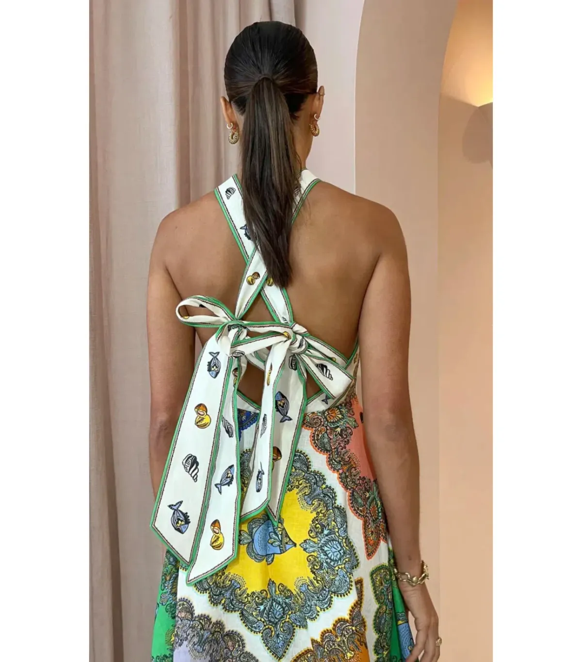 Alemais Trippy Troppo Halter Midi Dress in Multi Size AU 6 - Image 4