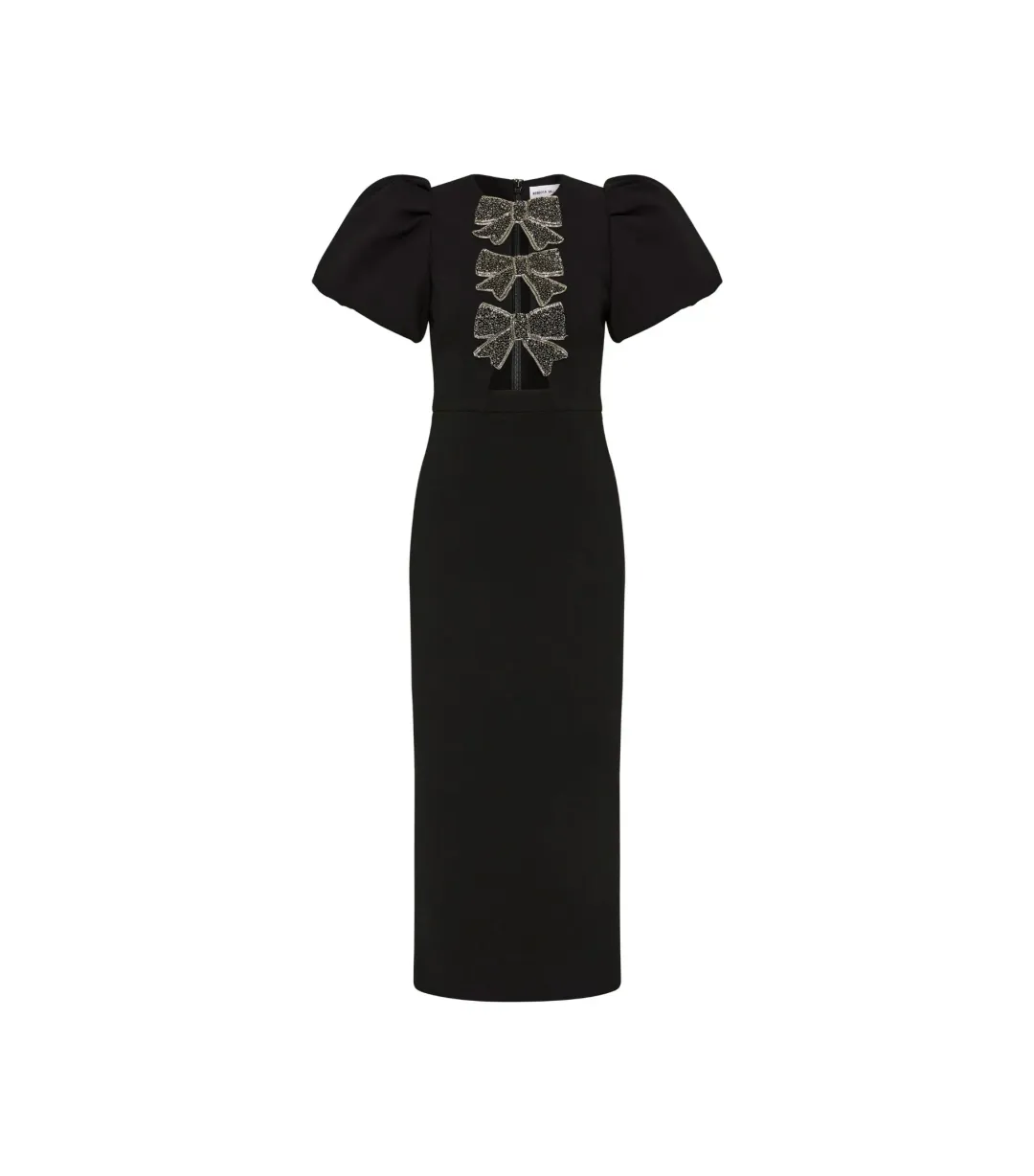 Rebecca Vallance Eliana Puff Sleeve Midi Dress Black Size AU 12 for rent on The Volte - main image