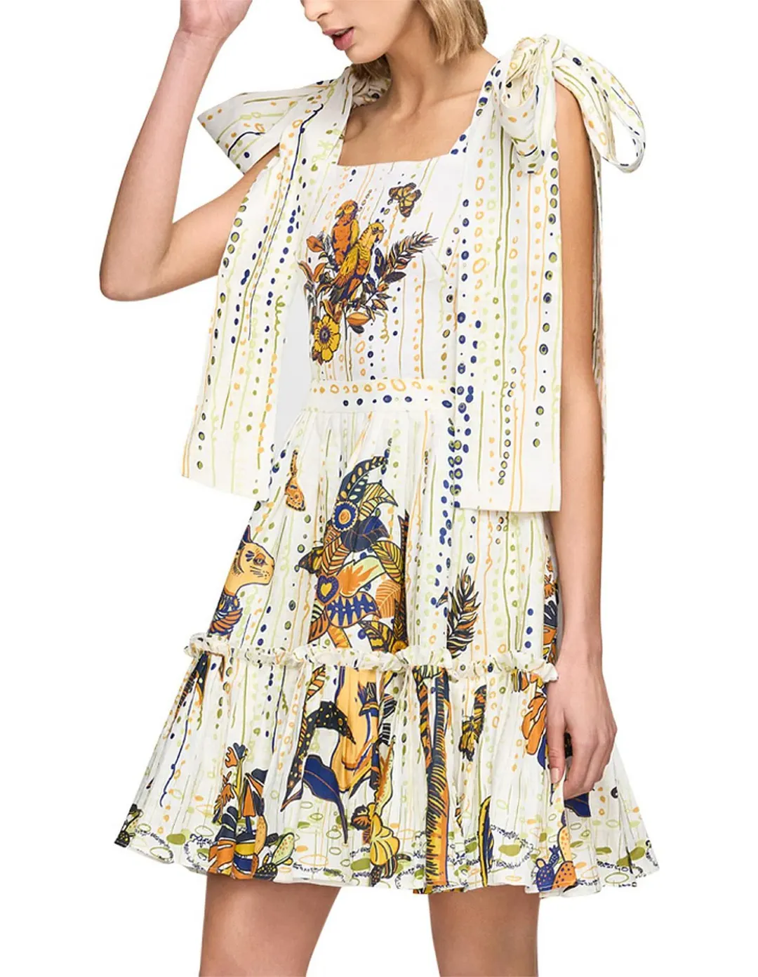 Leo Lin La Vida Bowtie Mini Dress Print Size AU 8 for rent on The Volte - main image