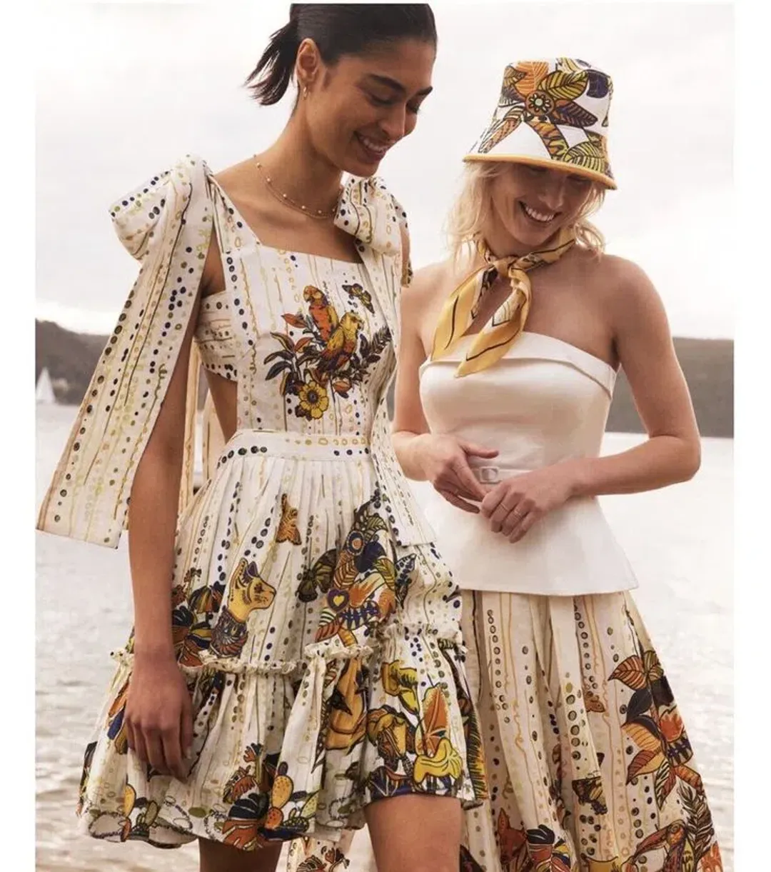 Leo Lin La Vida Bowtie Mini Dress Print Size AU 8 for rent on The Volte - main image