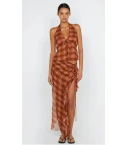 Bec And Bridge Devi Halter Top and Skirt Set in Desert Check Size AU 8 for rent on The Volte - image 1