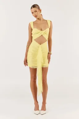 She is Olla Imogen Lace Mini Dress in Lemon Chello Size S / AU 8 for rent on The Volte - image 1