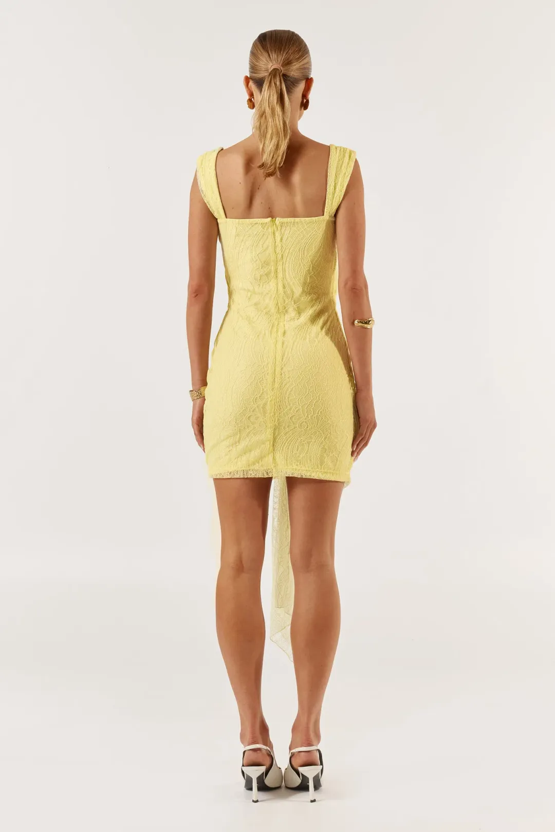 She is Olla Imogen Lace Mini Dress in Lemon Chello Size S / AU 8 for rent on The Volte - main image