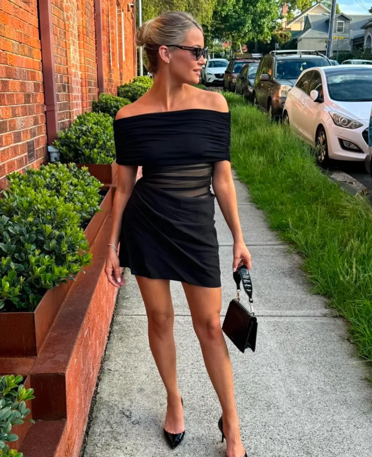 Benni Nico Off Shoulder Mini Dress in Black Size 8 - Image 3