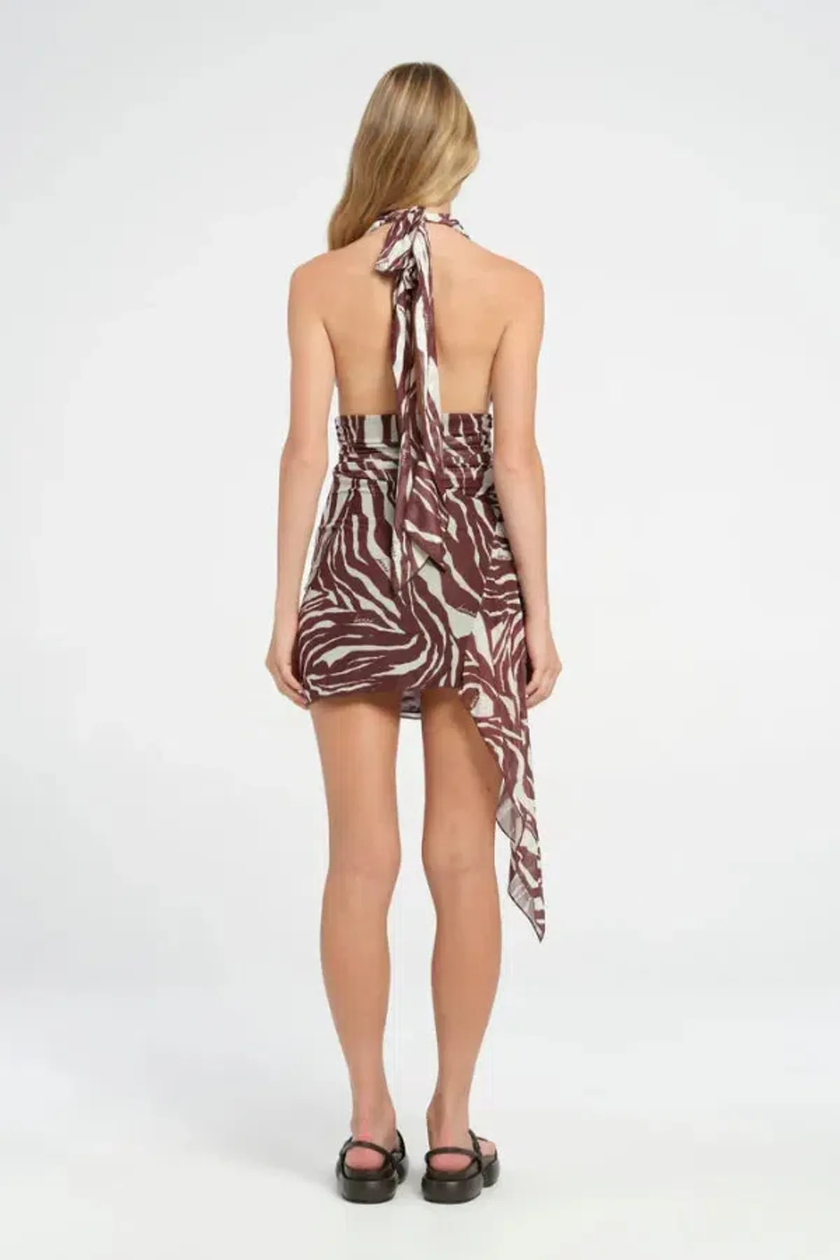 Benni Penelope Halter Mini Dress in Safari Size 8 - Image 3