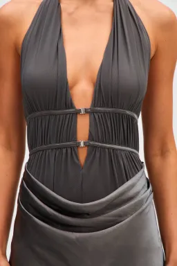 Misha Celine Satin Maxi Dress Pewter Size 8 for rent on The Volte - image 4