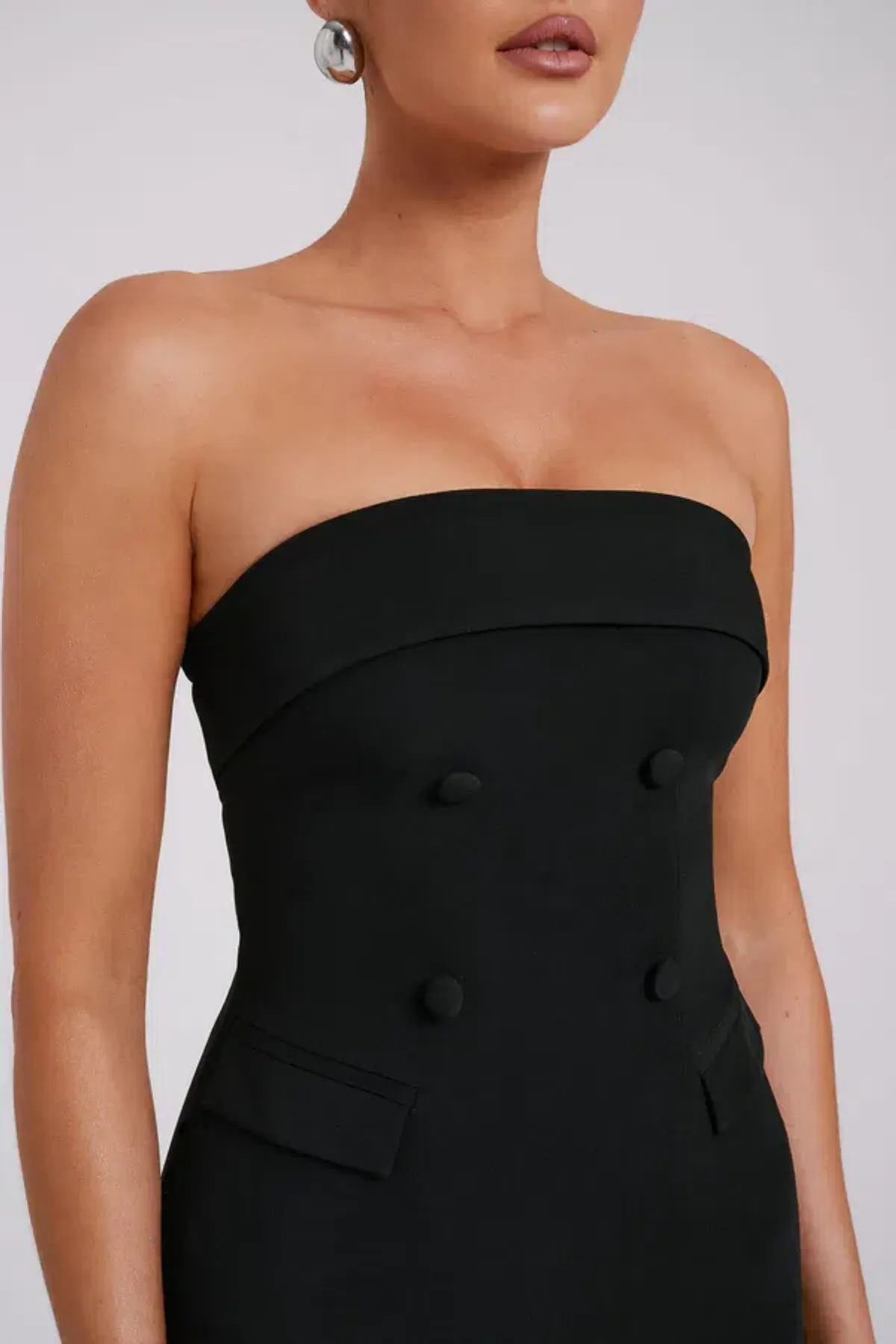 Meshki Abbie Strapless Suiting Maxi Dress Black Size 8 - Image 4