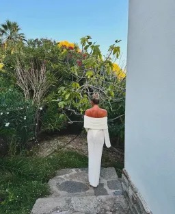 Meshki Marisol Off Shoulder Boucle Maxi Dress in Ivory Size S / AU 8 for rent on The Volte - image 6