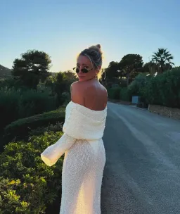 Meshki Marisol Off Shoulder Boucle Maxi Dress in Ivory Size S / AU 8 for rent on The Volte - image 5