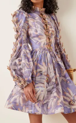 Zimmermann Botanica Butterfly Detailed Linen Silk Mini Dress Pandanus Size 2 / AU 12 for rent on The Volte - image 2