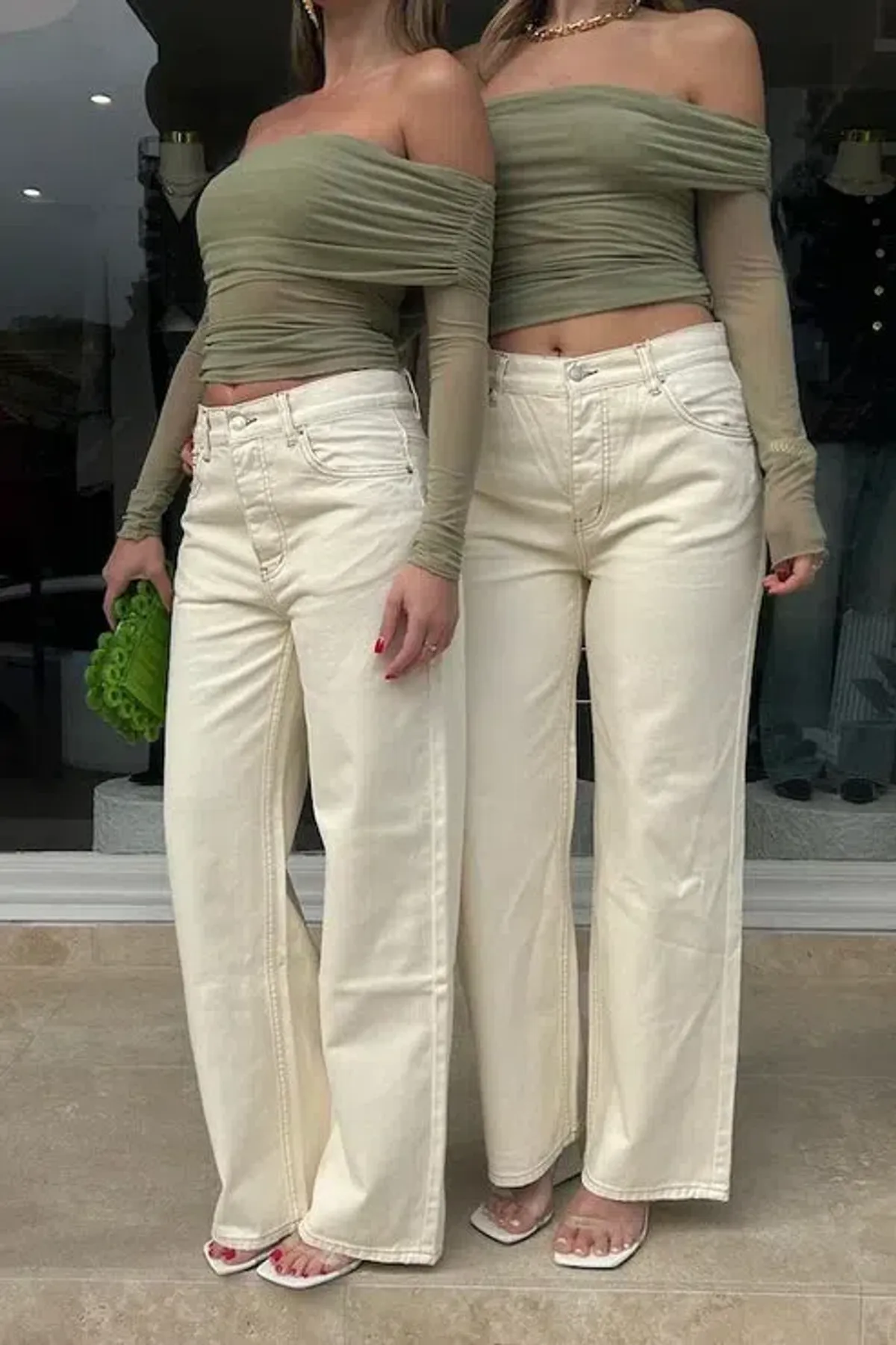 Benni Yasmin Off Shoulder Top in Pistachio Green Size S / AU 8 - Image 5