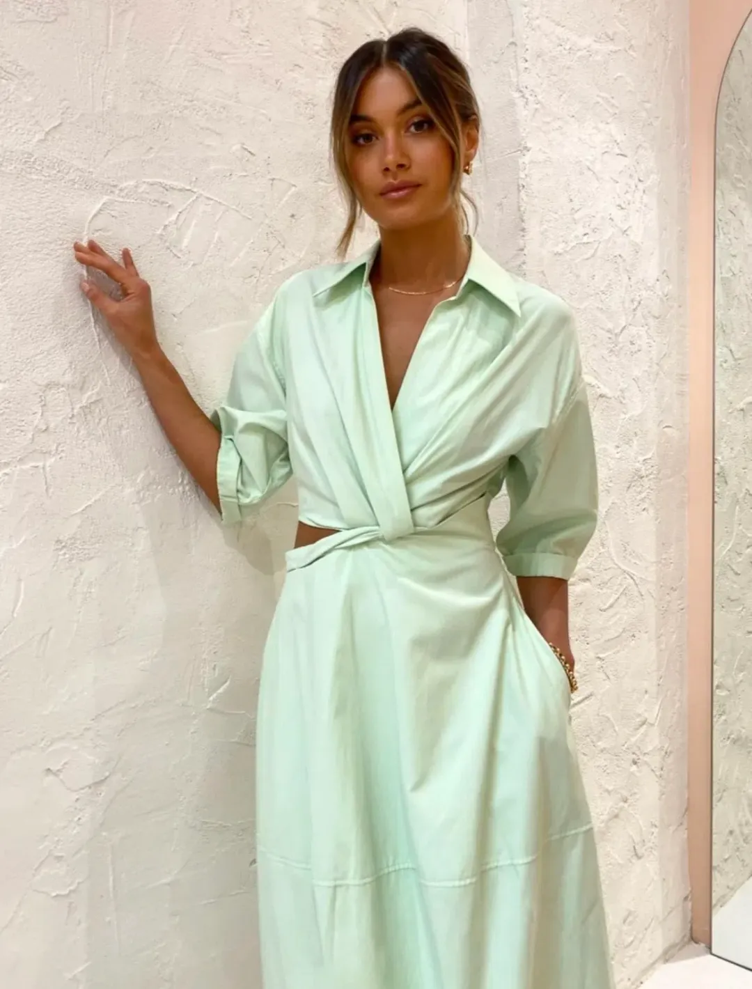 Camilla and Marc Kyra Cocoon Midi Dress in Sour Apple Green Size 8 for rent on The Volte - main image