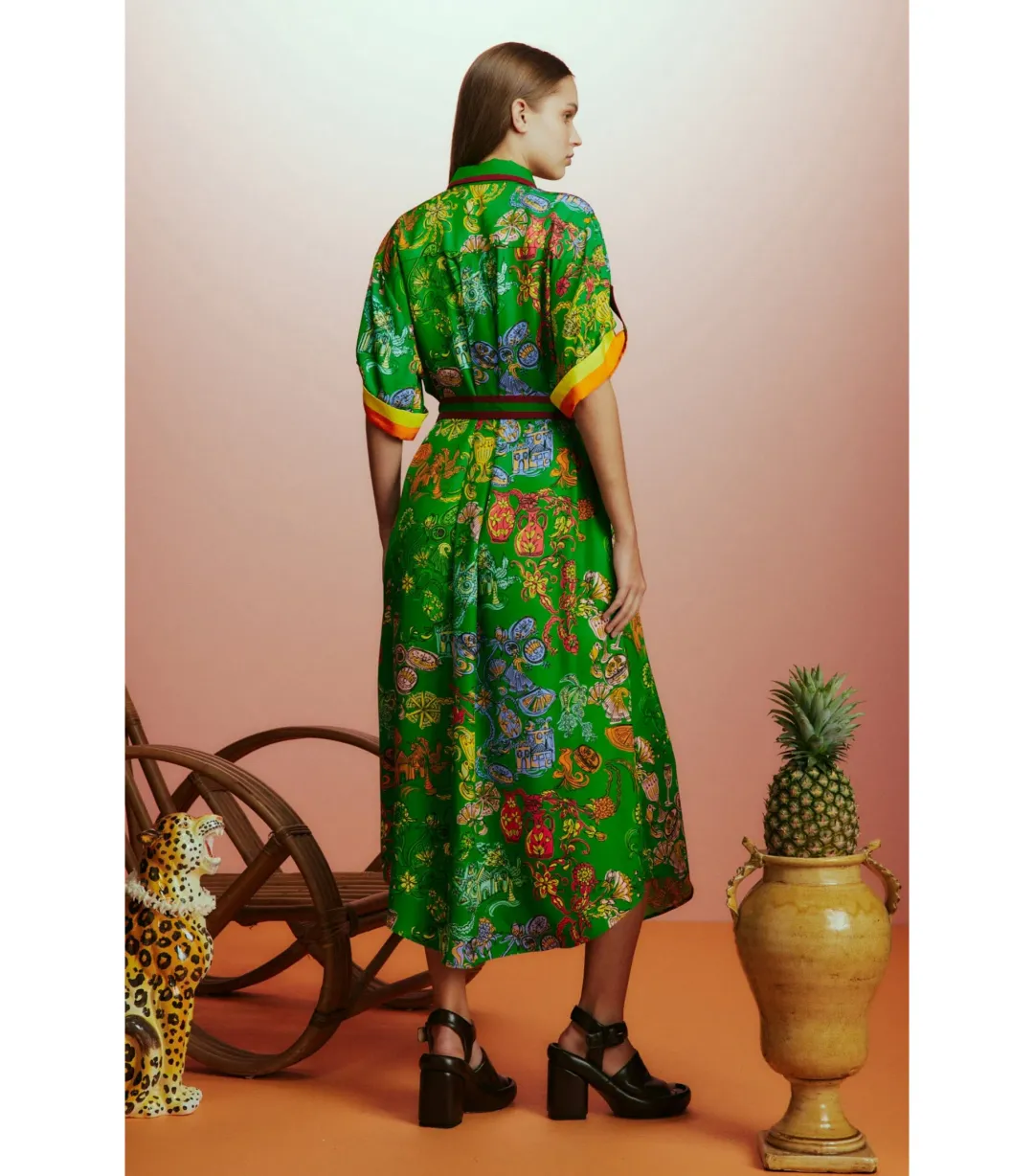 Alemias Fiesta Shirt Dress Green Size AU 10 for rent on The Volte - main image
