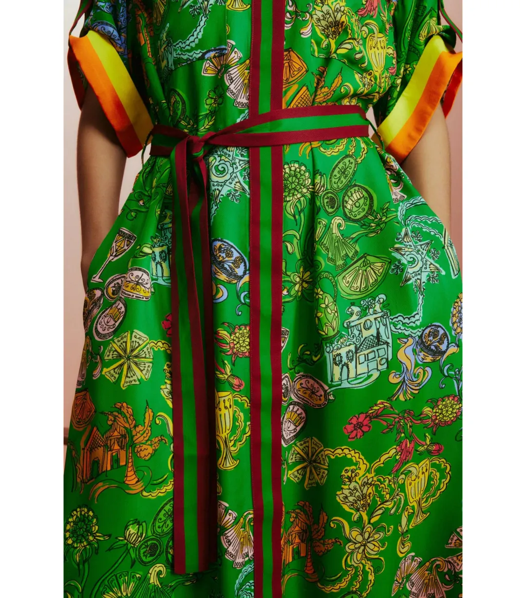 Alemias Fiesta Shirt Dress Green Size AU 10 for rent on The Volte - main image