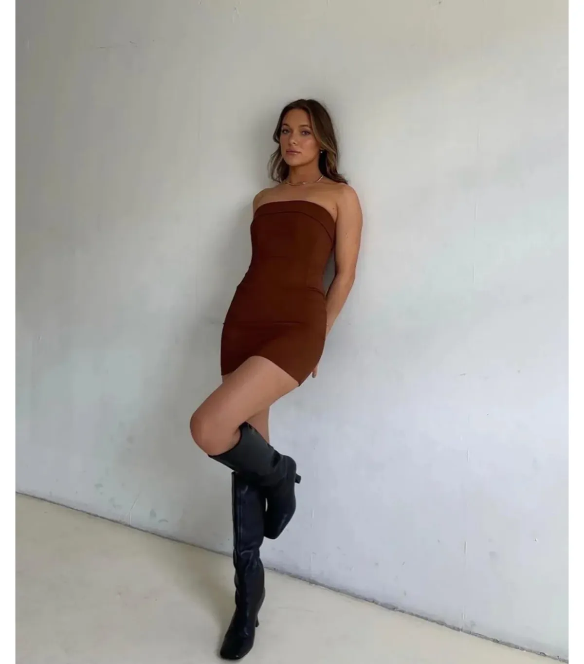 With Jéan Chloe Corset Dress in Chocolate Brown Size S / AU 8 - Image 1