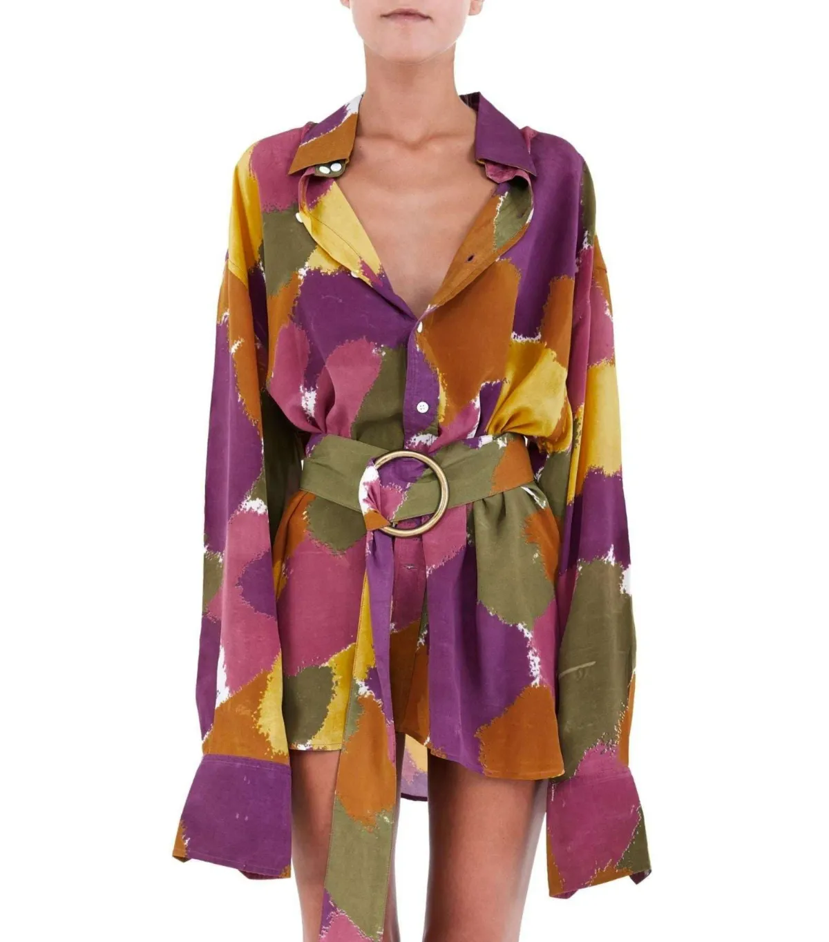 Bamba Swim Titan Shirt Dress In Dry Brush Print Size S / AU 8 - Image 2