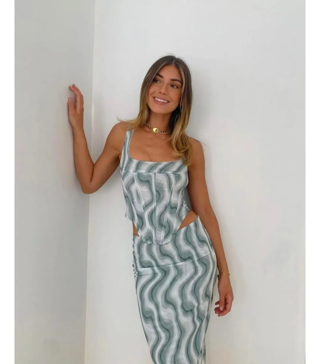 Miaou Swerve Corset and Midi Skirt Print Size S / AU 8 for rent on The Volte - main image