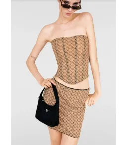 Miaou Peri Corset and Mini Moni Skirt in Nude Monogram Set Size XS / AU 6 for rent on The Volte - image 2