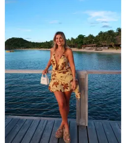 Benni Harlow Halter Dress in Butter Floral Size AU 10 for rent on The Volte - image 9