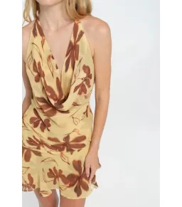 Benni Harlow Halter Dress in Butter Floral Size AU 10 for rent on The Volte - image 2