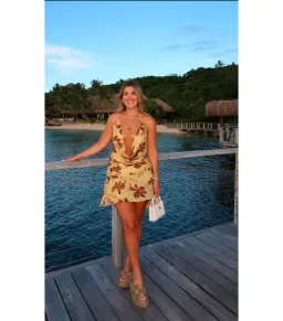 Benni Harlow Halter Dress in Butter Floral Size AU 10 for rent on The Volte - image 7