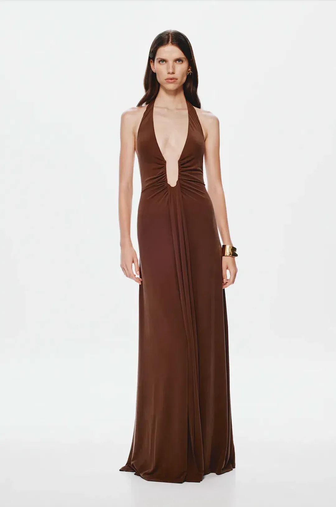 Misha Jennifer Cupro Dress In Cedar Brown Size S / AU 8 for rent on The Volte - main image