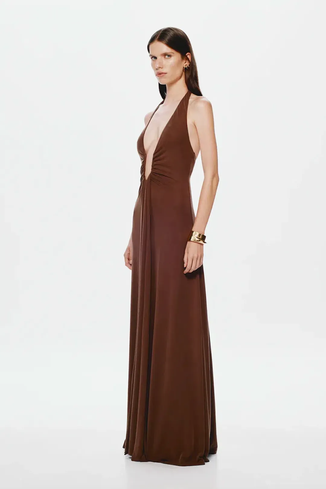 Misha Jennifer Cupro Dress In Cedar Brown Size S / AU 8 for rent on The Volte - main image
