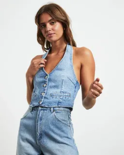 Rollas Halter Denim Vest Basette Blue Size M / AU 10 for rent on The Volte - image 4